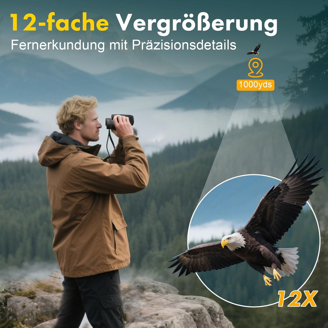 Aurosports 12x32 Fernglas für Erwachsene - Ferngläser Klein Kinder mit überlegener Klarheit - Kompak