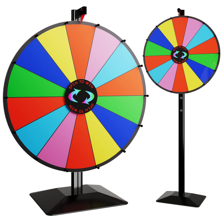 T-SIGN 61 cm drehbares Preisrad mit doppeltem Verwendungszweck, 14 Steckplätze, farbiges Roulette-Ro