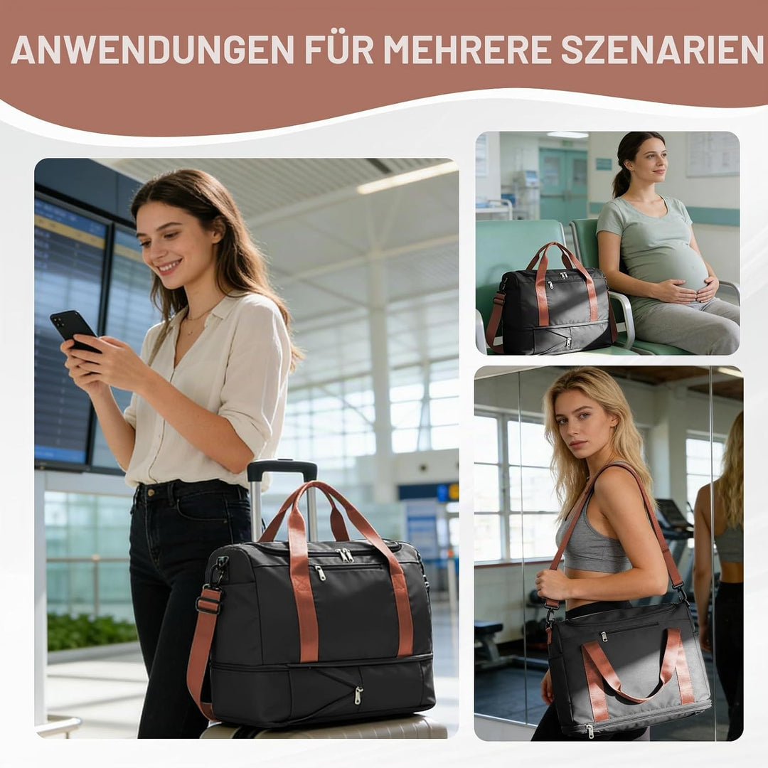 SEAFEW Reisetasche 24L, 40x30x20 Ryanair Handgepäck Tasche für Flugzeug Weekender Sporttasche Damen