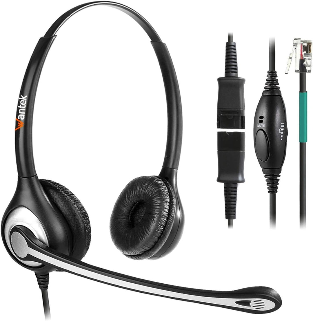 Wantek RJ9 Telefon Headset mit Mikrofon Noise Cancelling & Quick Disconnect, Festnetztelefon Kopfhör