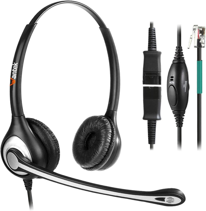 Wantek RJ9 Telefon Headset mit Mikrofon Noise Cancelling & Quick Disconnect, Festnetztelefon Kopfhör