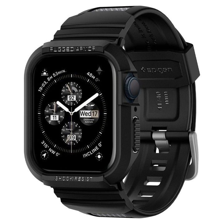 Spigen Rugged Armor Pro Hülle mit Band für Apple Watch 41/40mm | TPU-Unibody-Hülle mit Armband, Carb