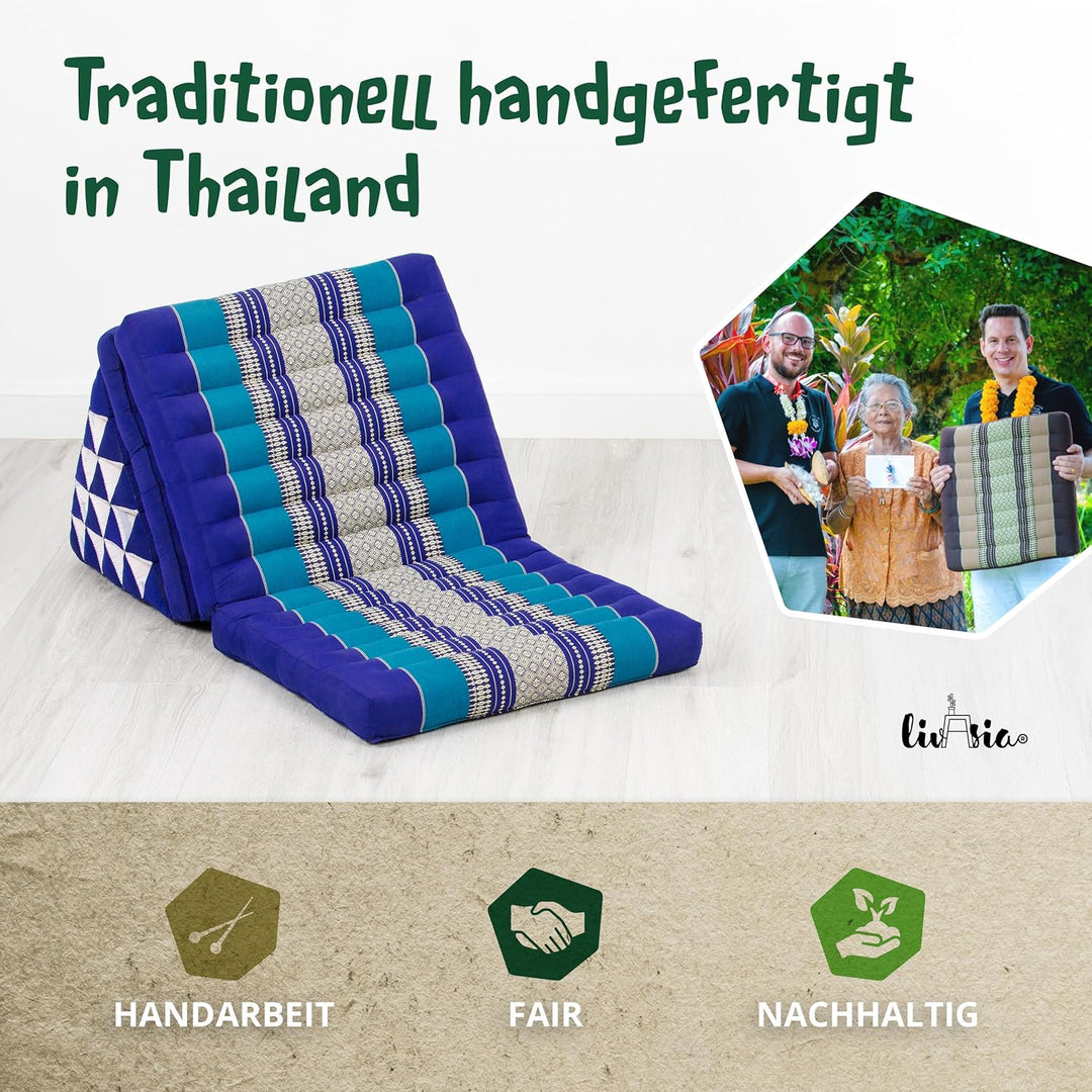 livasia Thaikissen 3 Auflagen extrahoch, Dreieckskissen mit Klappmatratze, Kapok, Jumbo Rückenkissen
