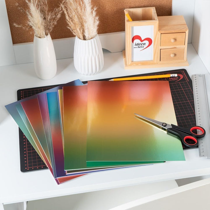 Ideen mit Herz Spiegelkarton | selbstklebend | Metallpapier | Klebe-Folie | Bastelpapier metallic |