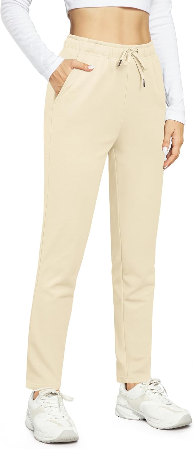 OUGES Jogginghose Damen Sporthose Lang Hose Baumwolle Freizeithose Trainingshose mit Taschen für Fra