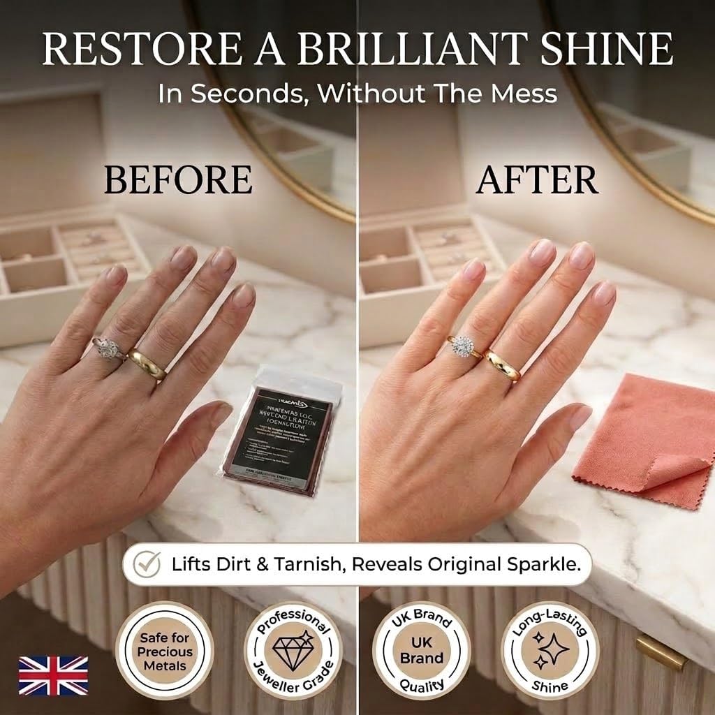 Nushine Gold, White Gold & Platinum Cleaning Cloth- Imprägniertes Putztuch für Gelbgold, Weissgold &