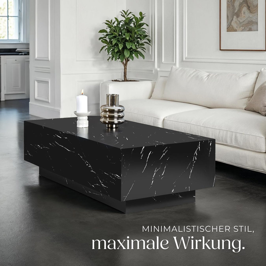 tectake® Couch Tisch, Room Decor in Marmor Optik, Tisch Wohnzimmer, moderner Couchtisch, Beistelltis