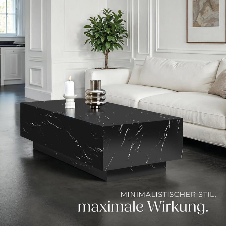 tectake® Couch Tisch, Room Decor in Marmor Optik, Tisch Wohnzimmer, moderner Couchtisch, Beistelltis