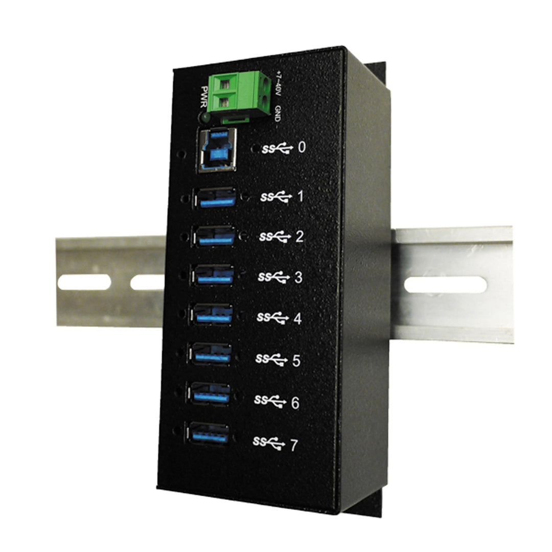 EXSYS EX-1187HMVS 4 Port USB 3.0 HUB Din-Rail-Kit 15KV ESD Surge Protection schwarz
