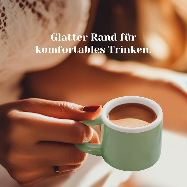 Espressotassen Mini Kaffeetassen Set 4 x 43 ml, Dickwandige Espressotassen mit Henkel für Mokka, Kaf