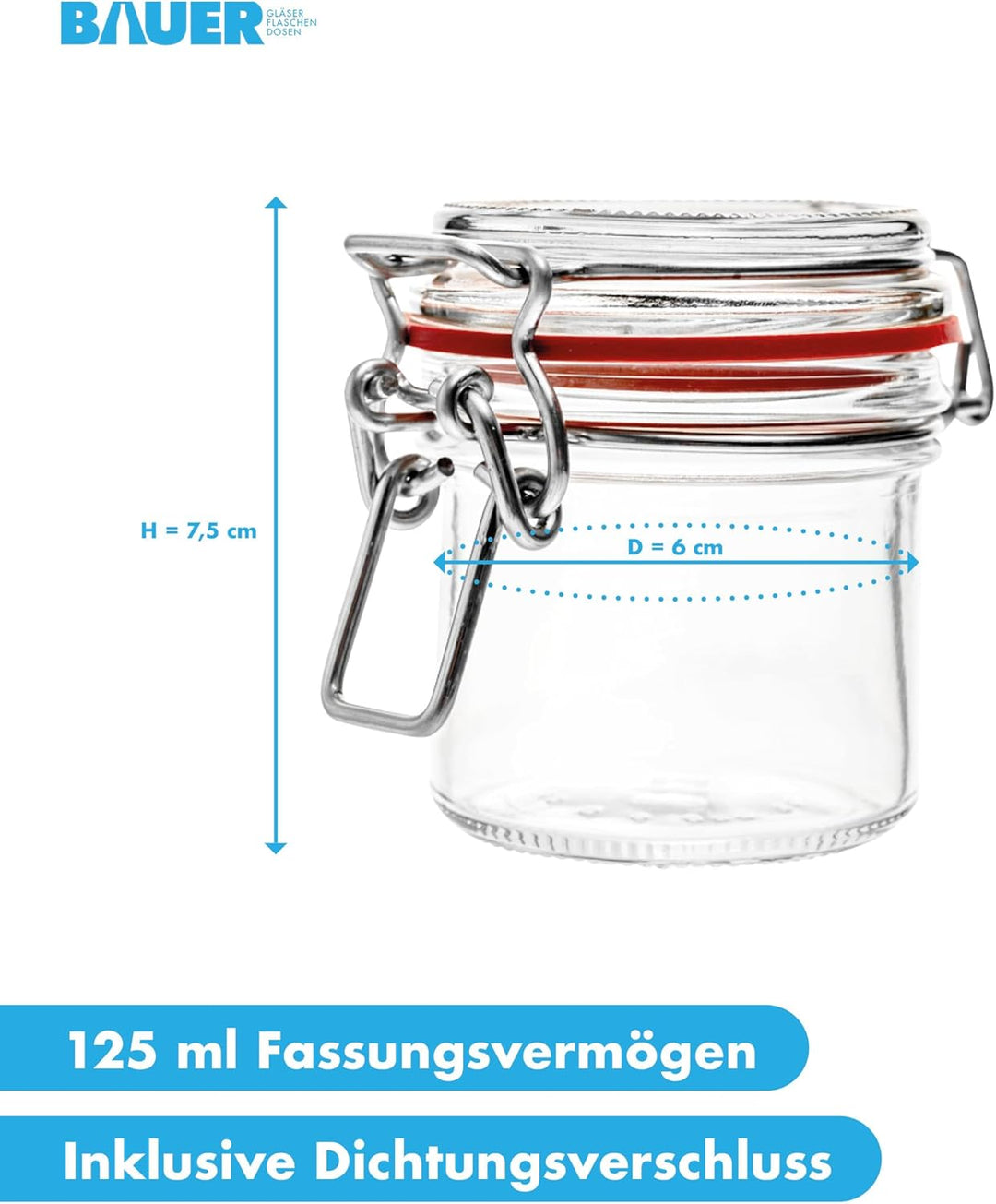 Flaschenbauer - 8er Set Drahtbügelgläser 125ml - Vorratsglas mit Dichtungsringen inkl. Etiketten, Ei