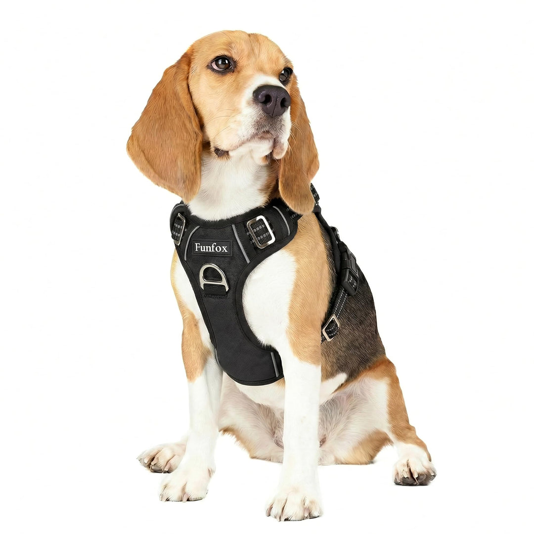 Funfox Hundegeschirr Mittelgrosse Hunde [M] - Verstellbares Anti-Zug Brustgeschirr mit Griff & Refle