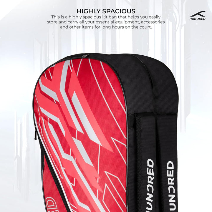 HUNDRED Badminton- und Tennisschlägertasche | Material: Polyester | 3 Fächer | Tragegriff | Gepolste