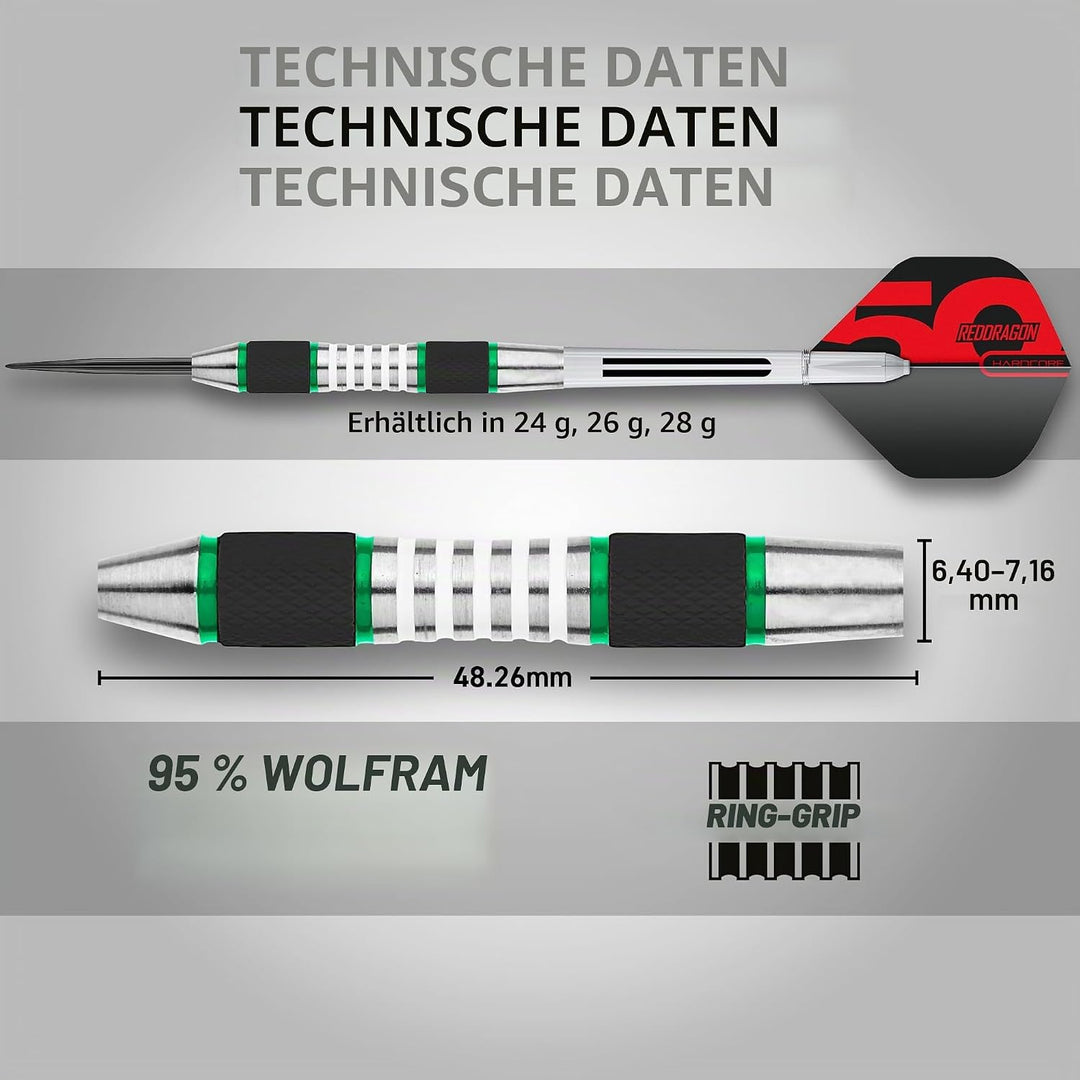RED DRAGON Darts – Axis Series – 85% Wolfram - Profi Satz Dartpfeile Metallspitze mit Dart Flüge und