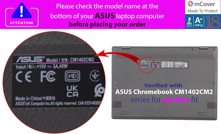 mCover Hülle nur kompatibel mit 2024 ~ 2025 35,6 cm (14 Zoll) ASUS Chromebook CM14 (CM1402c) Serie N