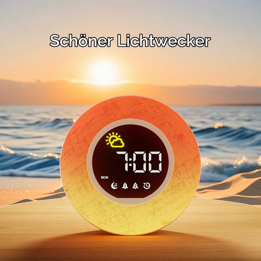 Wecker Digital, Kinderwecker mit 12 Naturgeräuschen und Countdown, Stoffwecker 10 Nachtlicht, Doppel