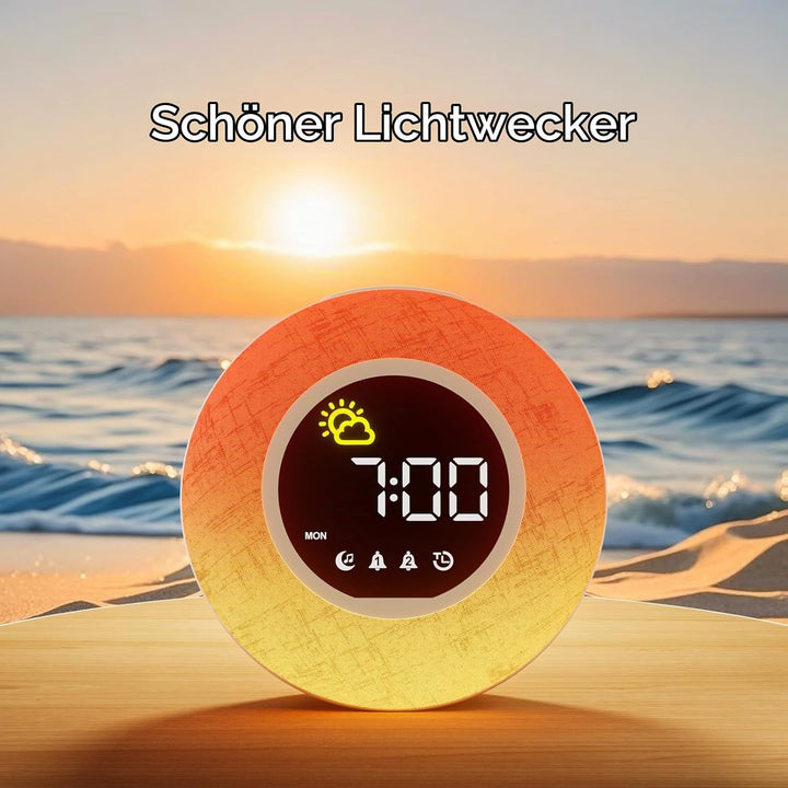 Wecker Digital, Kinderwecker mit 12 Naturgeräuschen und Countdown, Stoffwecker 10 Nachtlicht, Doppel