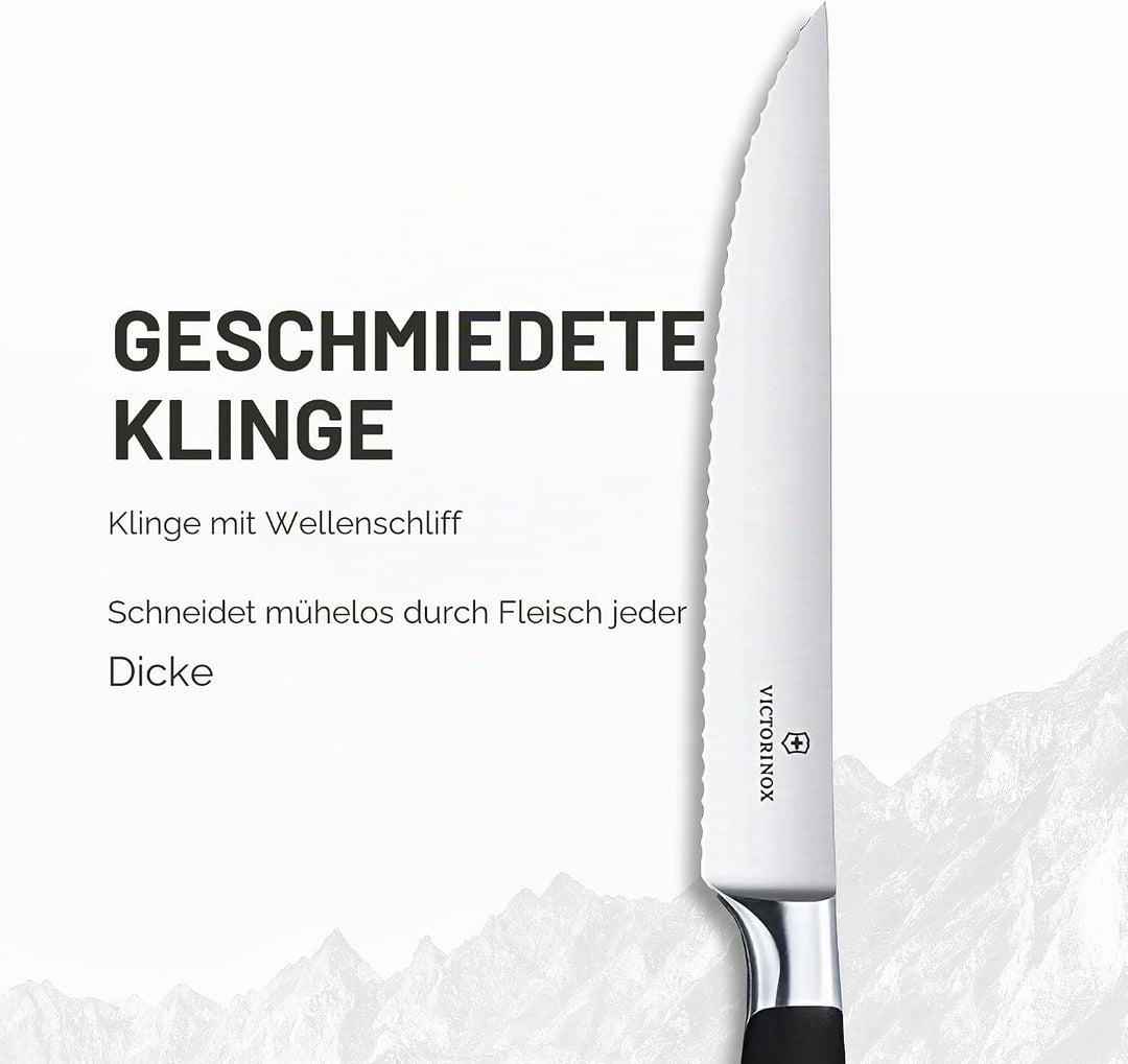 Victorinox, Grand Maître, Profi Steakmesser-Set, 2-teilig, Extra Scharfe Klinge, Wellenschliff, 12 c