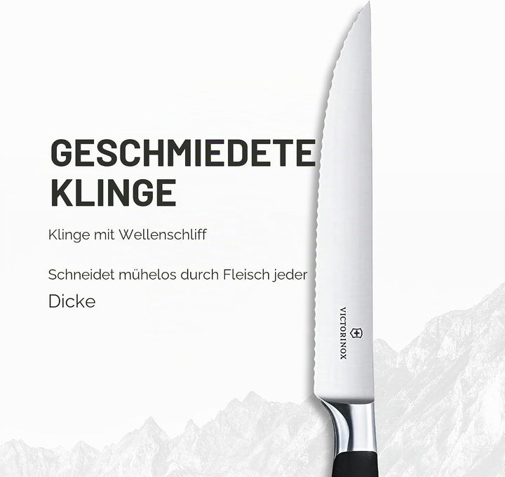 Victorinox, Grand Maître, Profi Steakmesser-Set, 2-teilig, Extra Scharfe Klinge, Wellenschliff, 12 c
