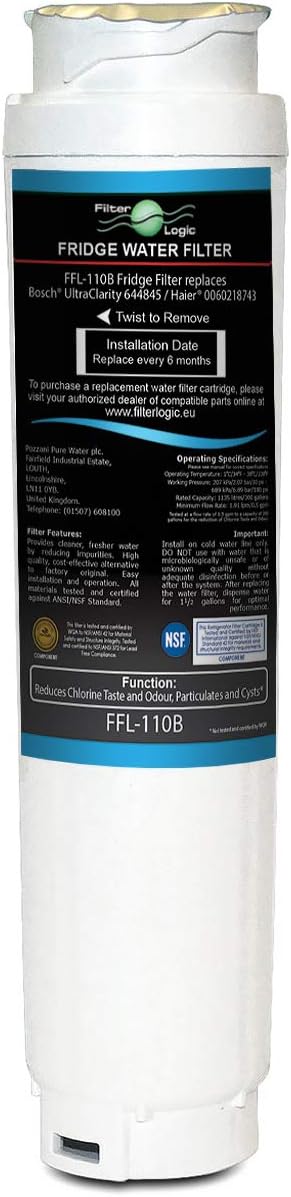 FilterLogic FFL-110B Kühlschrank-Wasserfilter kompatibel mit UltraClarity 00740560, 740560/644845 ko