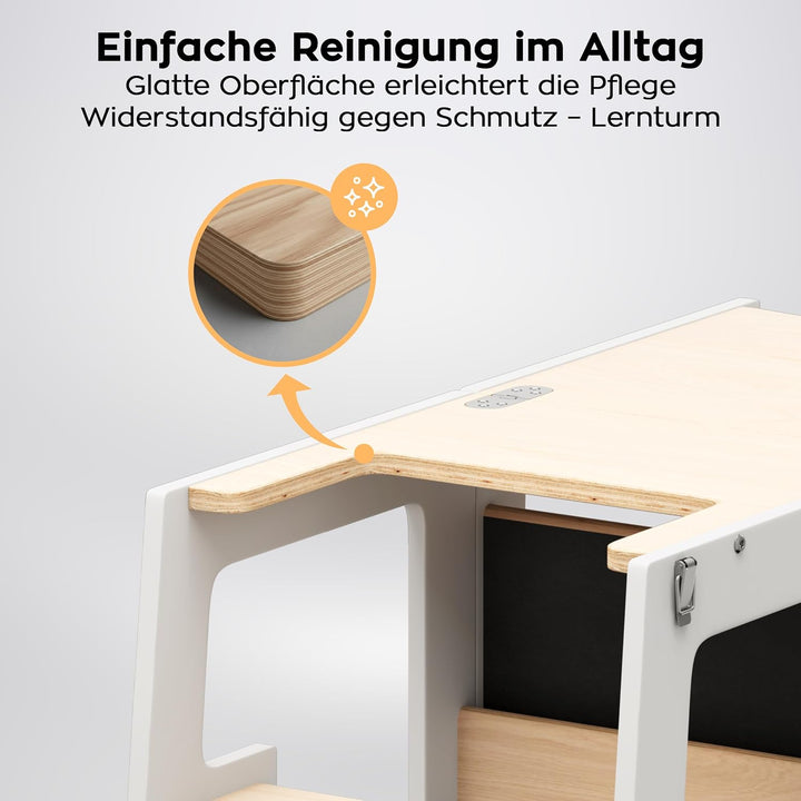 Tulano Mooby 35 Lernturm 3 in 1 für Kinder ab 1 Jahr – Montessori Kitchen Helper umbaubar zu Tisch m