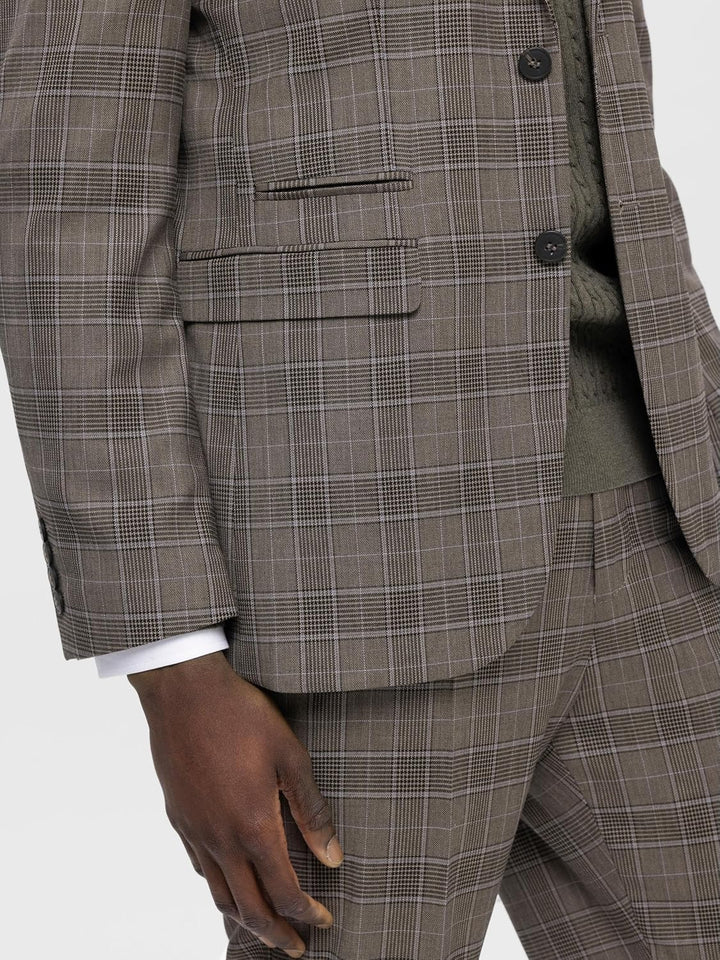 SELETED HOMME Herren Slhslim-Neil Brown Blue Check BLZ B Noos Sakko 98 Chinchilla/Checks:light Blue,