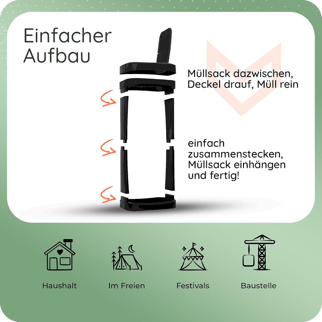 Novaliv Müllsackständer 2er Set mit Schwingdeckel – Gelber Sack Ständer für 70-120L | 2in1 Schwing-