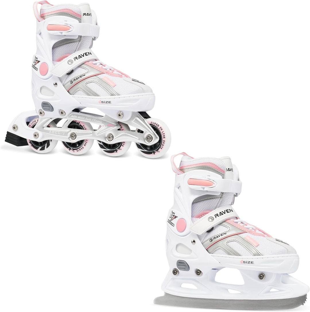 Inlineskates Inliner Raven Pulse verstellbar optional als 2in1 Inlineskates/Schlittschuhe 33-36 (20c