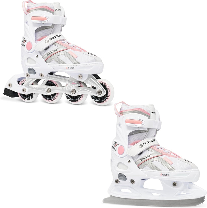 Inlineskates Inliner Raven Pulse verstellbar optional als 2in1 Inlineskates/Schlittschuhe 33-36 (20c