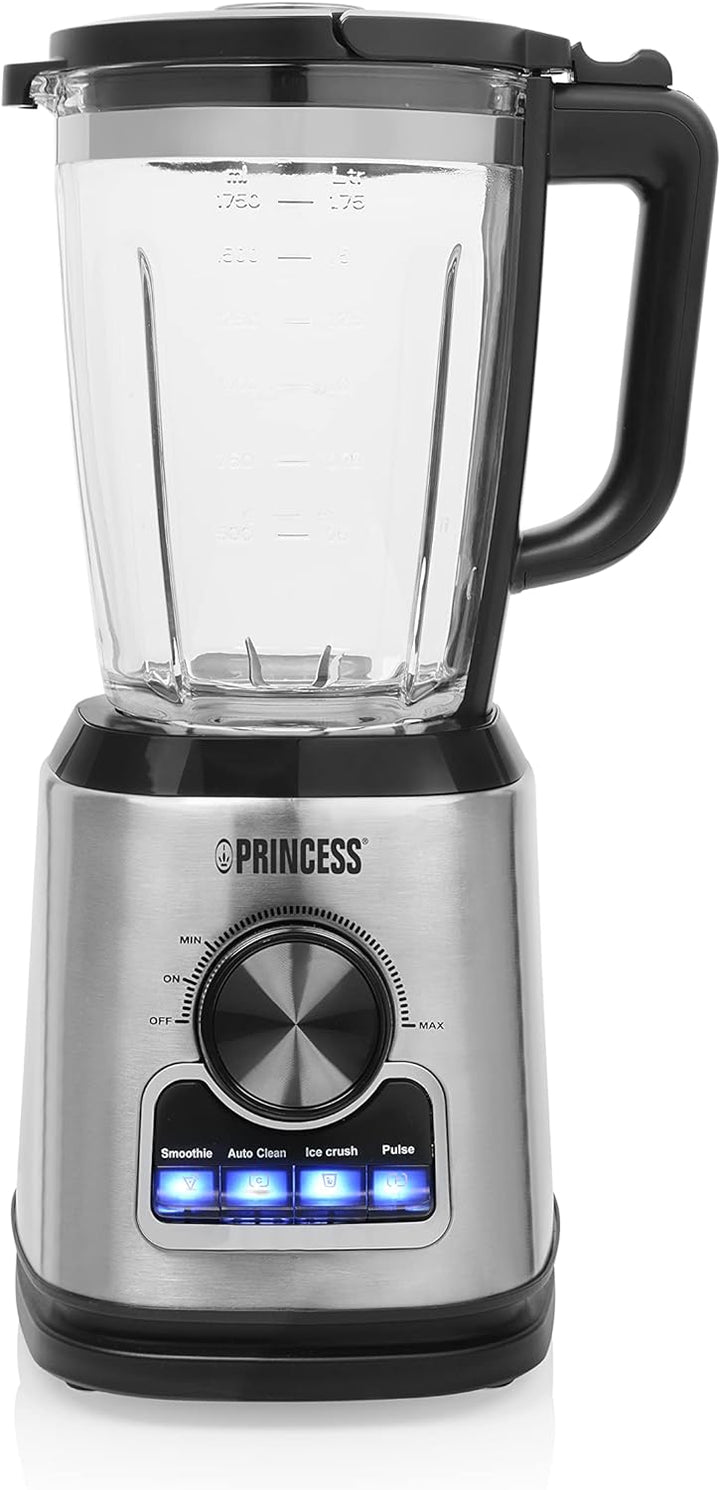 Princess Standmixer 212094 – 1400 Watt – 1,75 L Glaskrug – Puls-, Ice-Crush und Selbstreinigungsfunk
