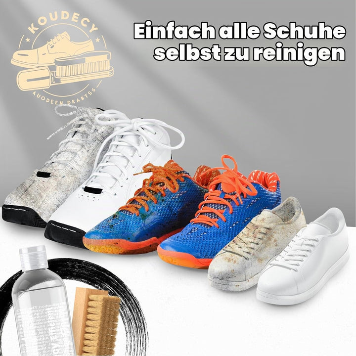 Schuhputzsets Sneaker Cleaner – 300ML Weisse Sneaker Reiniger mit 3 Schuhbürste, Radiergummi und Han