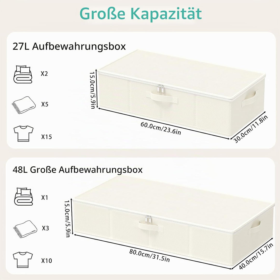 Unterbett Aufbewahrungsbox mit Deckel, Faltbare Aufbewahrungstasche, Unterbettkommode, Transporttasc