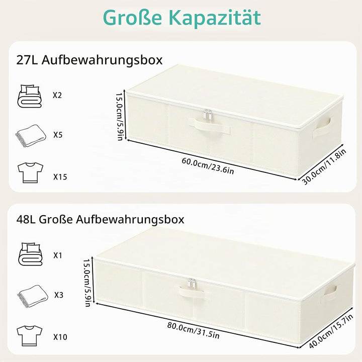 Unterbett Aufbewahrungsbox mit Deckel, Faltbare Aufbewahrungstasche, Unterbettkommode, Transporttasc