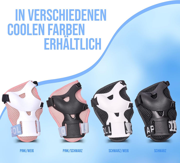 Apollo Schoner Set für Kinder, Knie und Ellenbogenschützer Kinder und für Handgelenk, Protektoren Ki
