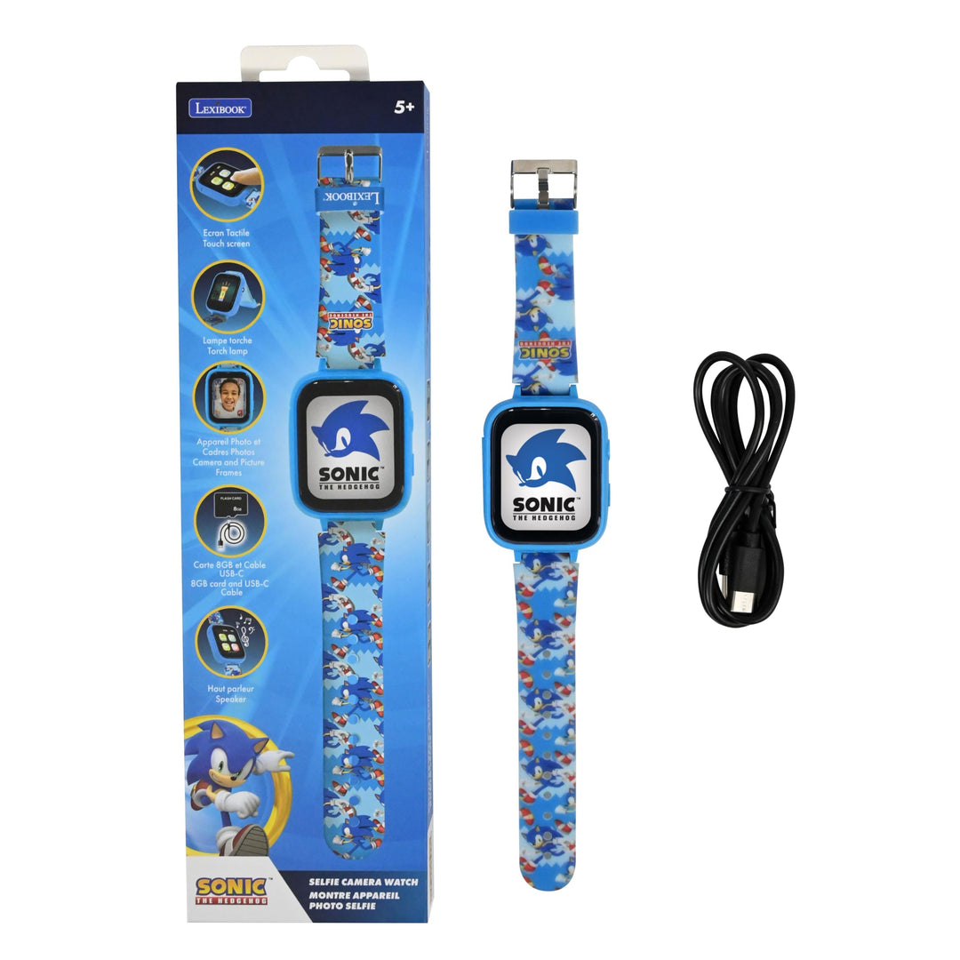 Lexibook, Sonic The Hedgehog, Selfie-Kamera-Uhr, HD-Touchscreen, 720p-Kamera, MP3-Player, Eingebaute
