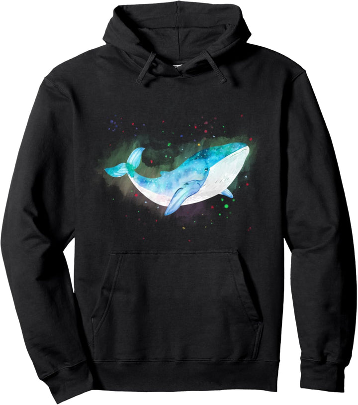 Wal Pulli Buckelwal im Universum Regenbogen Blauwal Pullover Hoodie