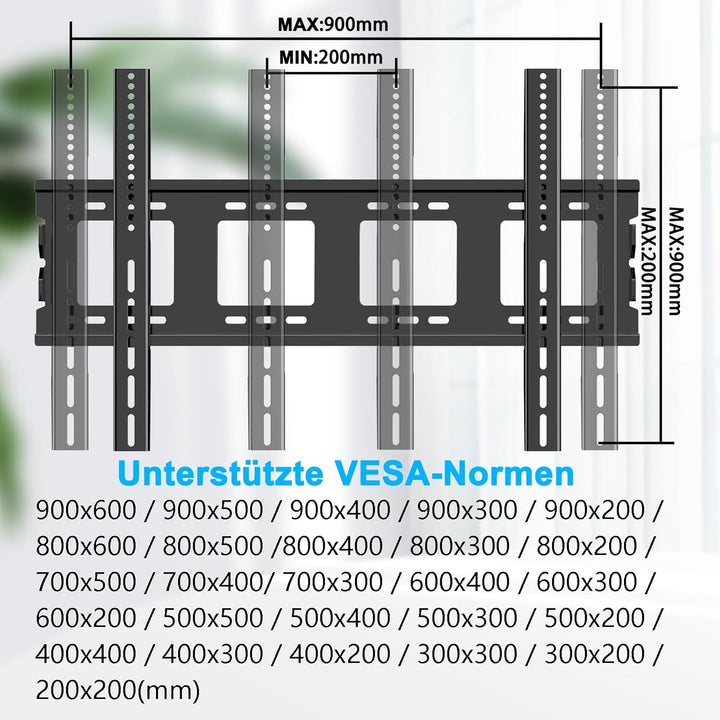 TV Wandhalterung Fest für 50-120 Zoll Schwer Curved Flachbildfernseher max VESA 900x600mm hält bis z