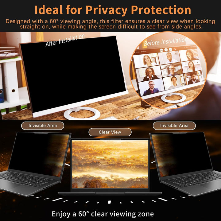 Laptop Magnetischer Monitor Blickschutzfilter für 14 Zoll 16:9, Abnehmbar Anti Glare, Anti Blaulicht