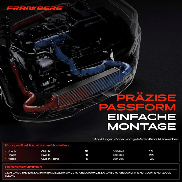 Frankberg Ladeluftkühler Turbokühler Kompatibel mit Civic IX FB FG 1.6L 2.2L 2013-2016 Civic IX Tour