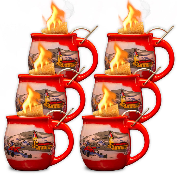 Feuerzangentasse 6er im Karton, Rot/Winter - für Feuerzangenbowle Rot / Winter, Rot / Winter