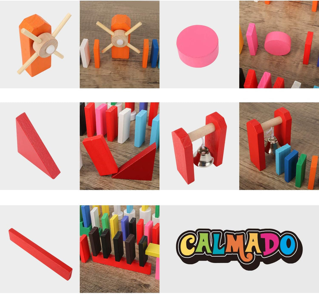 Calmado - Domino Spiel 450 teilig Dominosteine aus Holz, Spielzeug ab 3 Jahre - Bausätze für Kinder