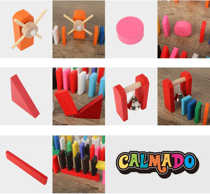 Calmado - Domino Spiel 450 teilig Dominosteine aus Holz, Spielzeug ab 3 Jahre - Bausätze für Kinder