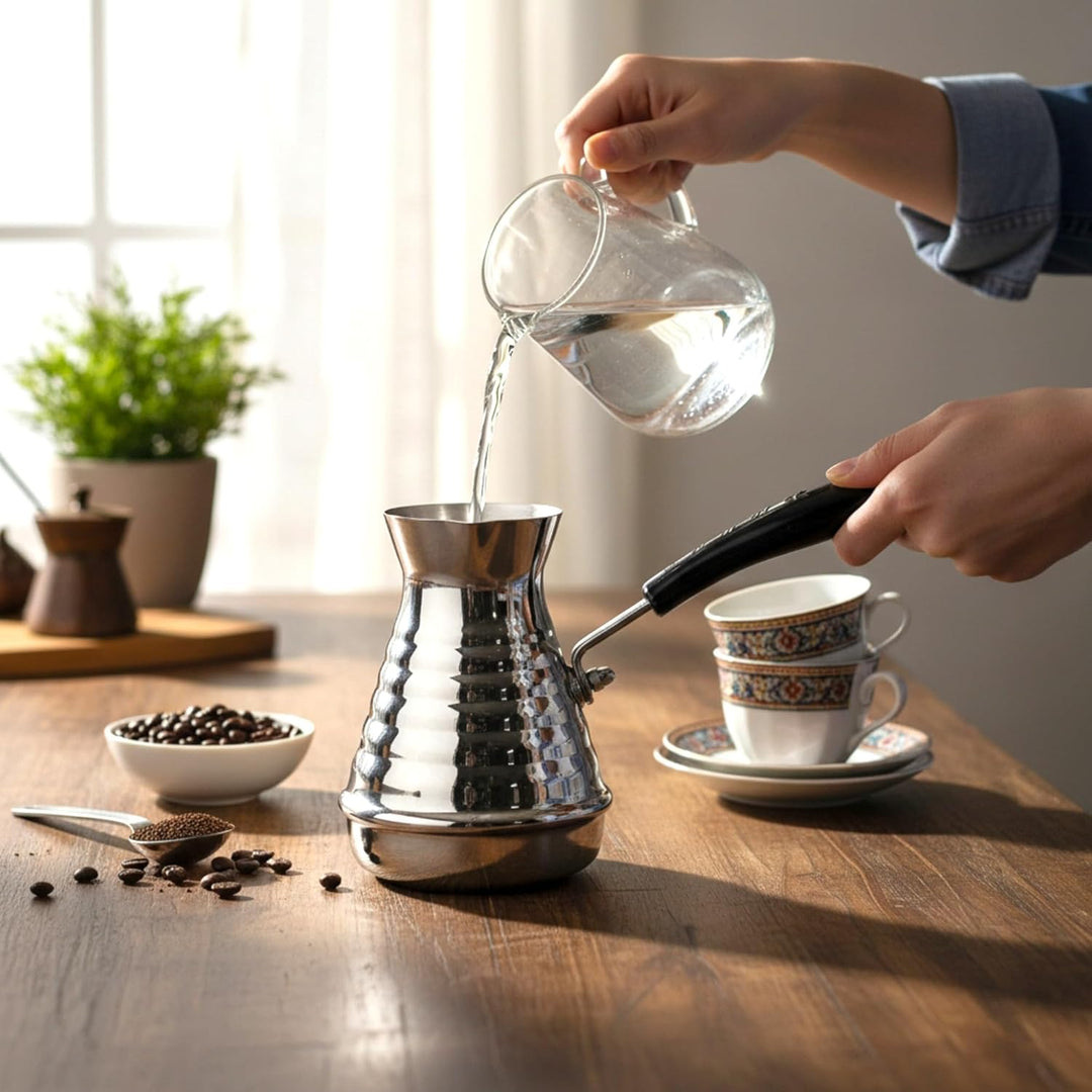 GMMH Türkischer Mokkakanne Kaffeekocher (650 ml), Espressokocher Cezve Dzhesva, Kaffee Mokka Briki K