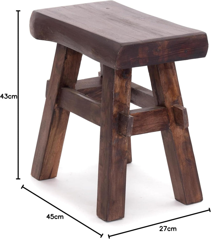 DESIGN DELIGHTS Holz HOCKER Vintage 40 | Massivholz, 43x45x27 cm (HxBxT) | Sitzhocker, Pflanzenhocke