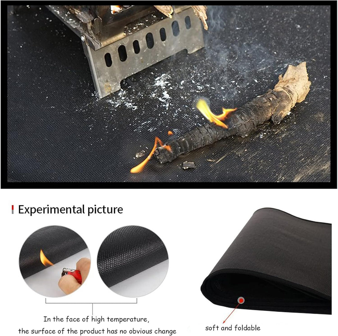 Feuerfeste Matte 45x37cm - Hitzebeständig bis 550°C - Für Kamin, BBQ, Grill &amp; Feuerstelle, Feuerscha