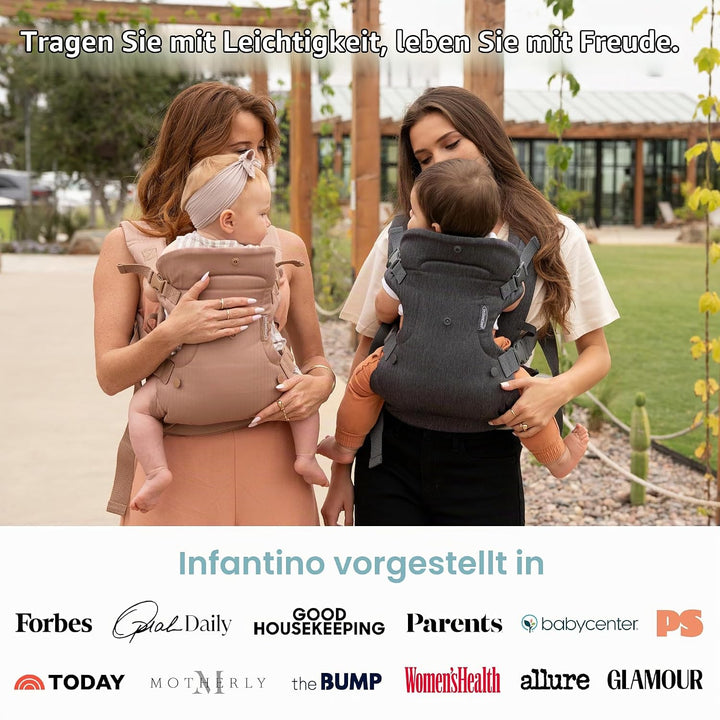 Infantino Flip Luxe 4-in-1 Babytrage, ergonomische Trage von Neugeborenen bis Kleinkind, verbesserte