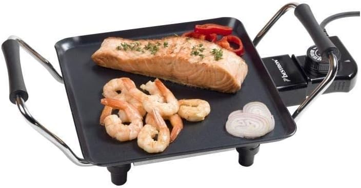 Bestron elektrischer Tischgrill, kleine Plancha-/Teppanyaki-Grillplatte mit Antihaftbeschichtung, Gr