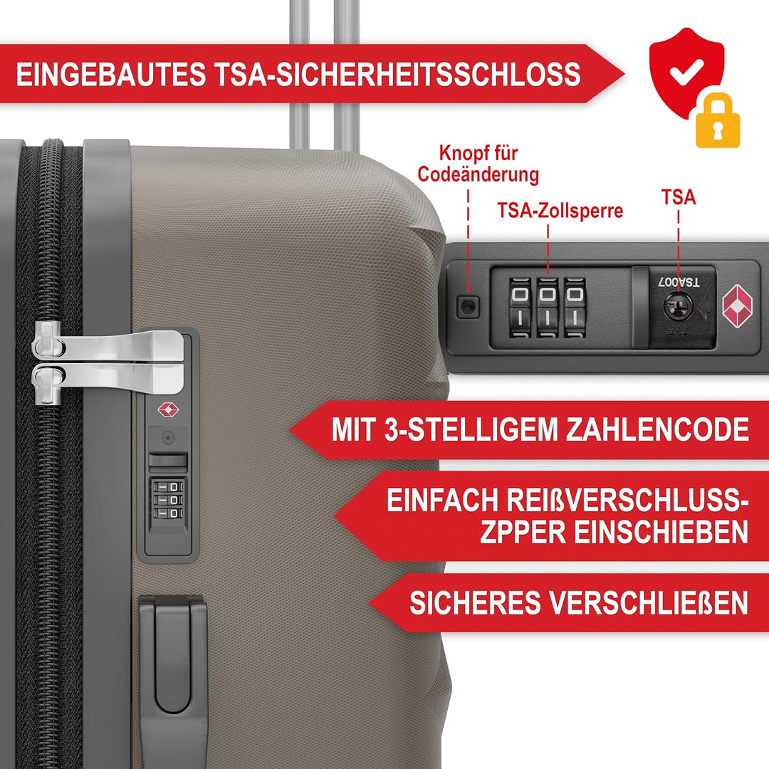 Premium Kofferset 4-TLG. – Hartschalenkoffer mit TSA-Lock, USB-Anschluss – 1x Kofferwaage, 2X Koffer