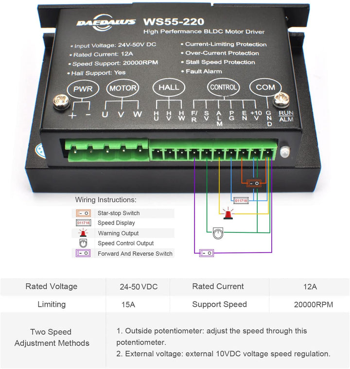 Daedalus CNC Bürstenloser Spindelmotor Kit, 500w, ER11, 48V DC, 12000RPM ER11 500w Er11 Kit, ER11, 6