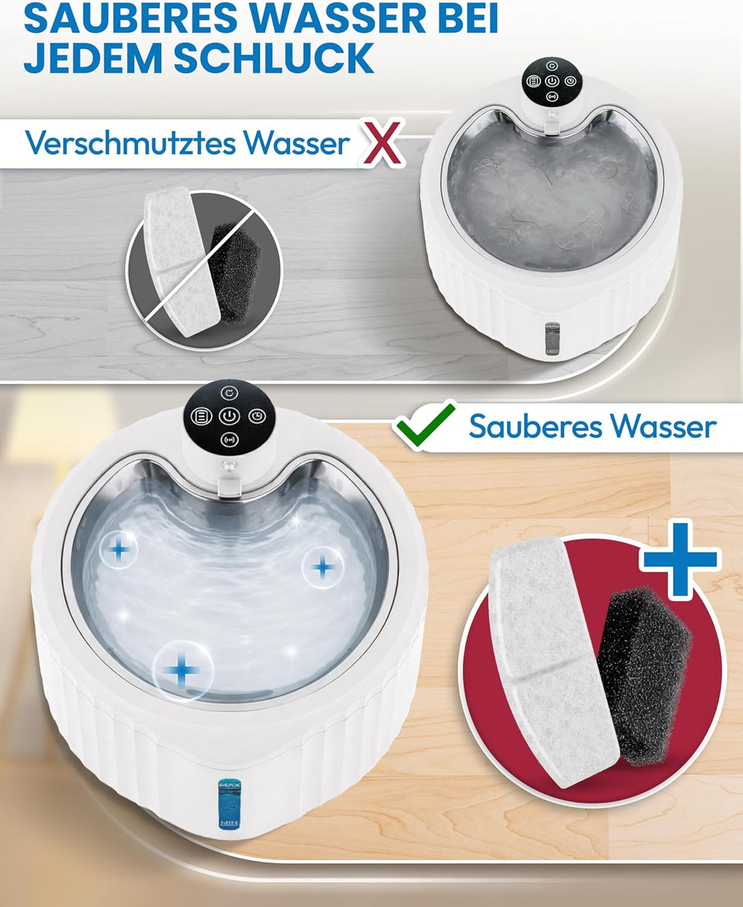 Miaura® 20er Pack Filter für Katzenbrunnen - Hochwertige Katzenbrunnen Filter für alle Miaura Katzen